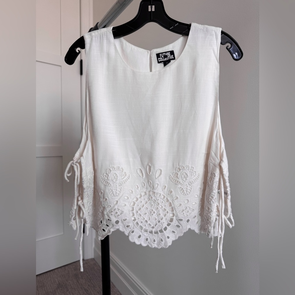 Eyelet Cropped Top with Side Ties